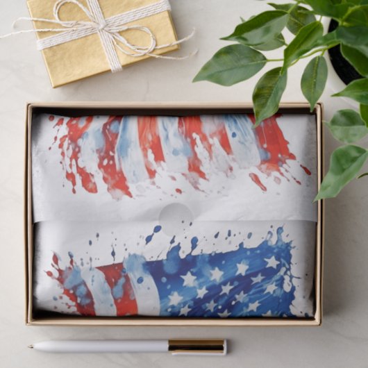 Amerikaanse vlag USA Waterverf 4 juli Tissuepapier (Geschenk)
