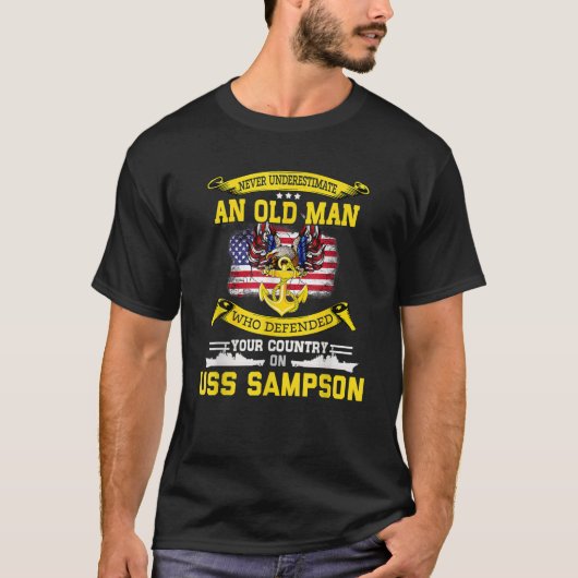 Amerikaanse vlag USS Sampson DDG 102 Destroyer T S T-shirt (Voorkant)