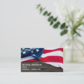 Amerikaanse vlag Uw Logo Rustisch hout Visitekaartje (Staand voorkant)