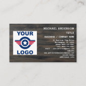 Amerikaanse vlag Uw Logo Rustisch hout Visitekaartje (Achterkant)