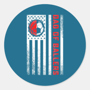 Amerikaanse Vlag Vader Van Ballers Basketbal Voetb Ronde Sticker