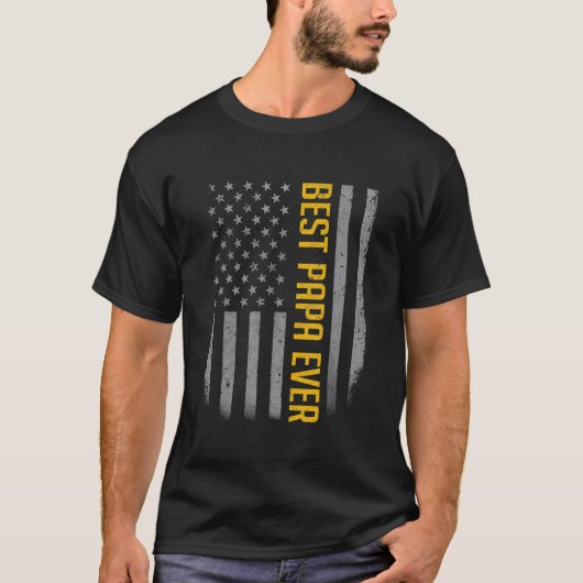 Amerikaanse vlag vader voor Vaderdag beste papa Ev T-shirt (Voorkant)