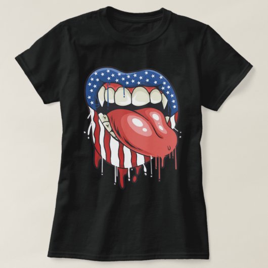 Amerikaanse vlag vampier lippen t-shirt (Design voorkant)