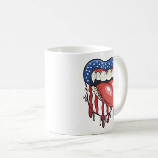 Amerikaanse vlag Vampire Lips T-Shirt Koffiemok (Voorkant rechts)