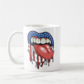 Amerikaanse vlag Vampire Lips T-Shirt Koffiemok (Links)