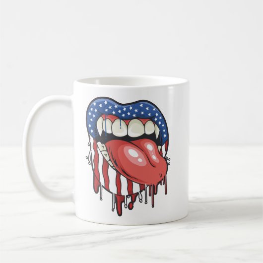 Amerikaanse vlag Vampire Lips T-Shirt Koffiemok (Links)