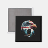 Amerikaanse vlag van Bald Eagle op 4 juli rood wit Magneet (Voorkant / Achterkant)