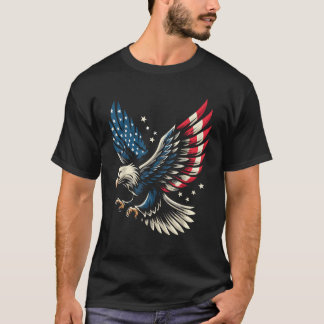 Amerikaanse vlag van Bald Eagle op 4 juli T-shirt