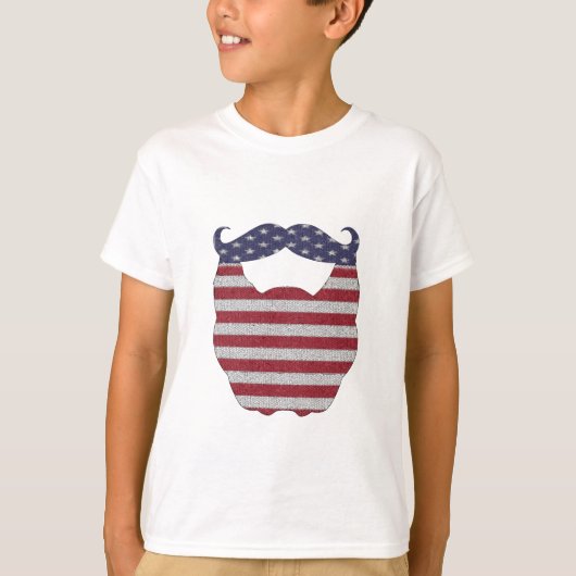 Amerikaanse vlag van Beard en Mustache T-shirt (Voorkant)