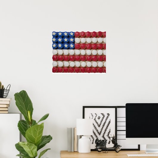 Amerikaanse vlag van cupcakes poster (Thuiskantoor)