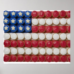 Amerikaanse vlag van cupcakes poster
