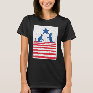  Amerikaanse vlag van de kat op 4 juli T-shirt