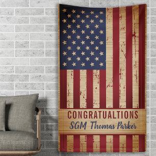 Amerikaanse vlag van de militaire aftredingspartij spandoek