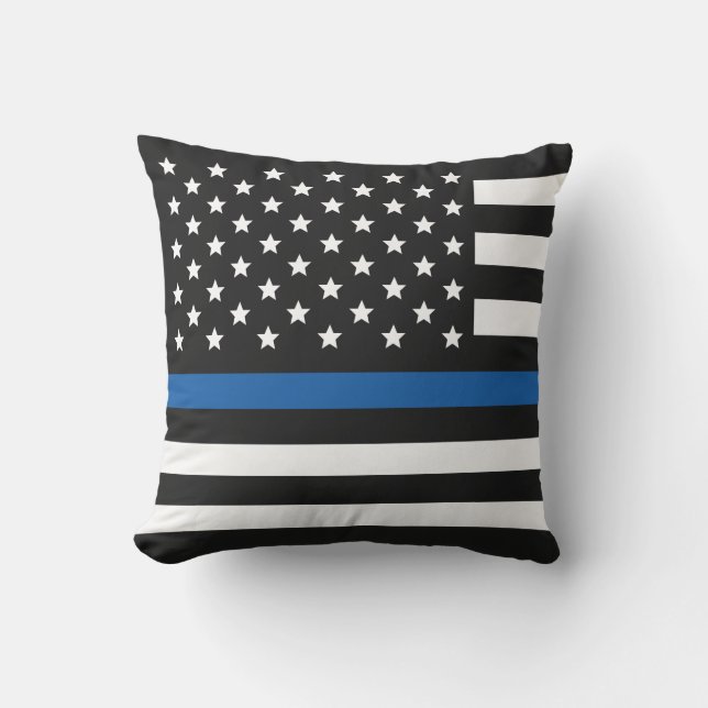 Amerikaanse vlag van de politie Thin Blue Line Buitenkussen (Voorkant)