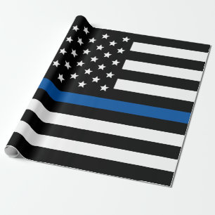 Amerikaanse vlag van de politie Thin Blue Line Cadeaupapier