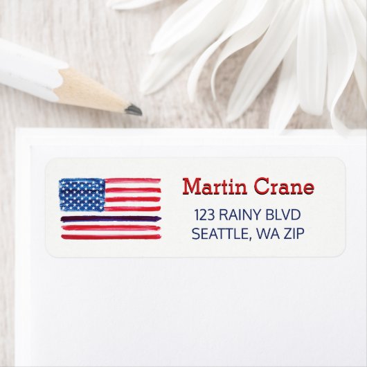 Amerikaanse vlag van de politie Thin Blue Line Etiket (Insitu)