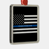 Amerikaanse vlag van de politie Thin Blue Line Metalen Ornament (Rechts)