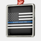 Amerikaanse vlag van de politie Thin Blue Line Metalen Ornament (Links)