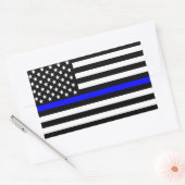 Amerikaanse vlag van de politie Thin Blue Line Rechthoekige Sticker (Envelop)