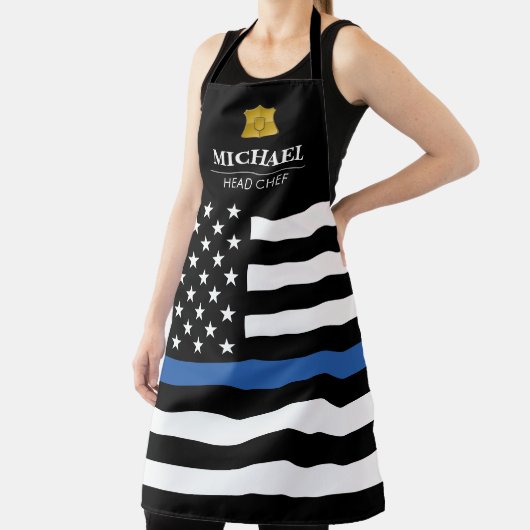 Amerikaanse vlag van de politie Thin Blue Line Schort (Insitu)