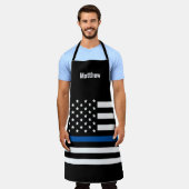 Amerikaanse vlag van de politie Thin Blue Line Schort (Gedragen)