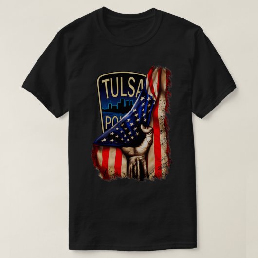 Amerikaanse vlag van de politie van Tulsa T-shirt (Design voorkant)