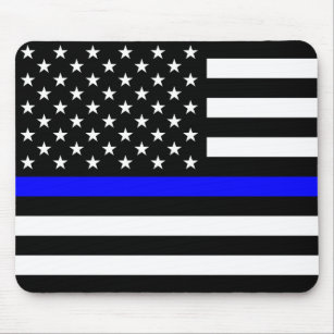 Amerikaanse vlag van de Thin Blue Line Police Amer Muismat