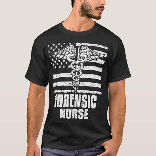 Amerikaanse vlag van Forensic Nurse T-shirt (Voorkant)