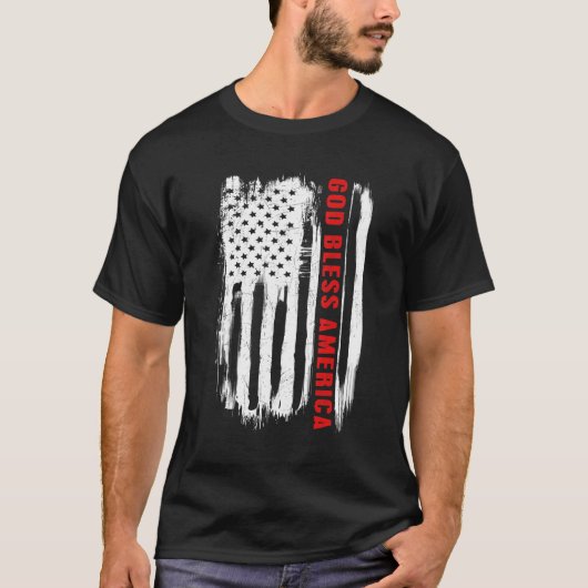 Amerikaanse vlag van God Bless America T-shirt (Voorkant)