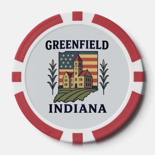 Amerikaanse vlag van Greenfield Indiana Poker Chips (Voorkant)