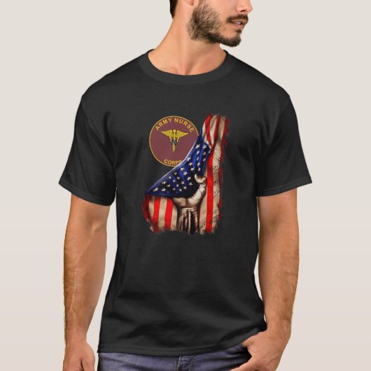 Amerikaanse vlag van het leger verpleegkorps t-shirt (Voorkant)