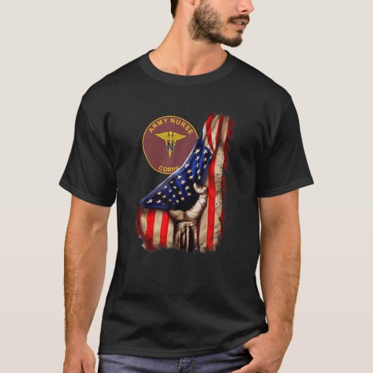 Amerikaanse vlag van het leger verpleegkorps t-shirt (Voorkant)