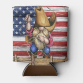 Amerikaanse vlag van hout met Cowboy Gnome Blikjeskoeler (Voorkant)