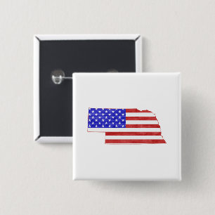 Amerikaanse vlag van Nebraska Vierkante Button 5,1 Cm