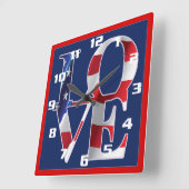 Amerikaanse vlag van Patriottic Love Vierkante Klok (Hoek)