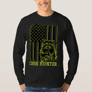 Amerikaanse vlag van Patriottisch Coon Hunter Racc T-shirt