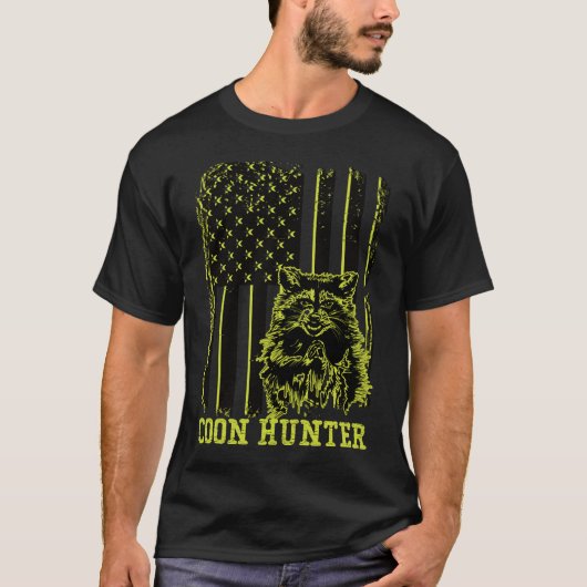 Amerikaanse vlag van Patriottisch Coon Hunter Racc T-shirt (Voorkant)
