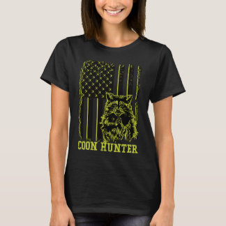 Amerikaanse vlag van Patriottisch Coon Hunter Racc T-shirt