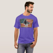 Amerikaanse vlag van Pigeon Bird op 4 juli Verenig T-shirt (Voorkant volledig)