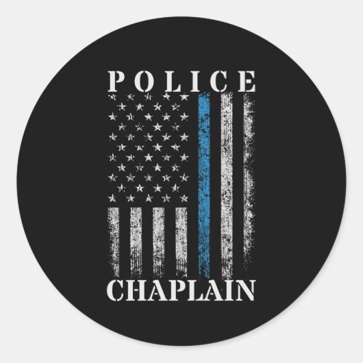 Amerikaanse vlag van politie Chaplain Ronde Sticker (Voorkant)