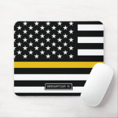 Amerikaanse vlag van Thin Gold Line Police Dispatc Muismat (Met muis)