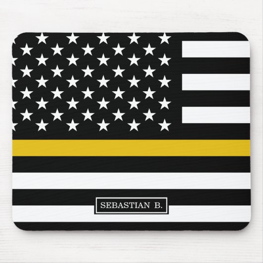 Amerikaanse vlag van Thin Gold Line Police Dispatc Muismat (Voorkant)