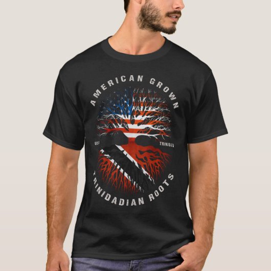 Amerikaanse vlag van Trinidadian Roots Trinidad T-shirt (Voorkant)