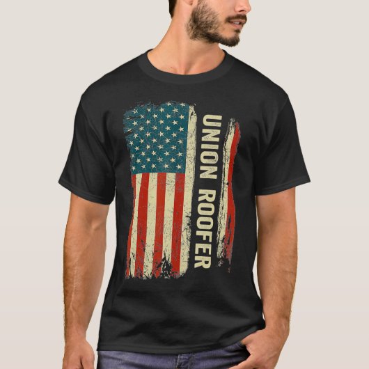 Amerikaanse vlag van Union Roofer  T-shirt (Voorkant)