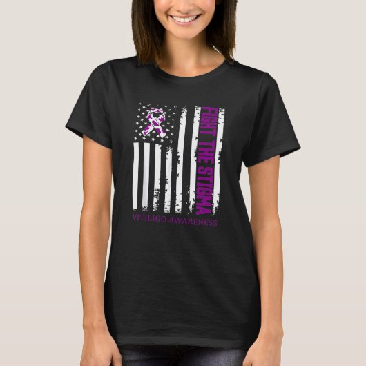 Amerikaanse vlag vecht tegen het stigma vitiligo - t-shirt (Voorkant)