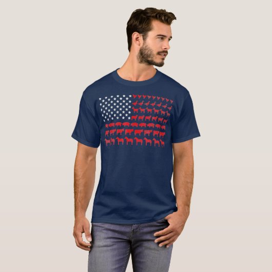 Amerikaanse vlag Veehouderij T-shirt (Voorkant volledig)
