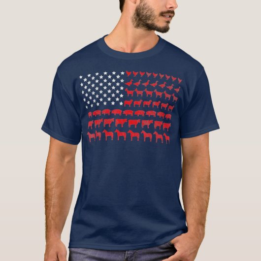 Amerikaanse vlag Veehouderij T-shirt (Voorkant)