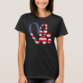Amerikaanse vlag Verenigde Staten Love Dog Paw Pri T-shirt