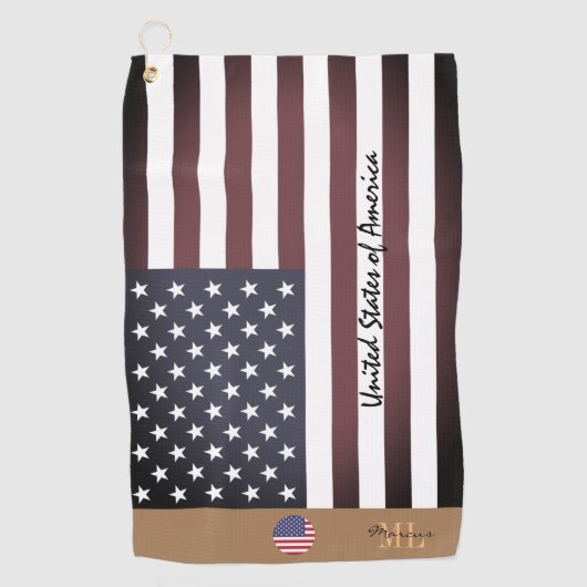 Amerikaanse vlag & Verenigde Staten monogrammen Ve Golfhanddoek (Voorkant)