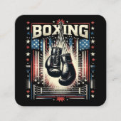 Amerikaanse vlag verhit - Boxer  bo Vierkante Visitekaartje (Voorkant)